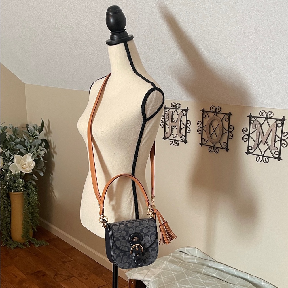 Coach Signature Blue and Tan Crossbody Bag - Picture 4 of 4